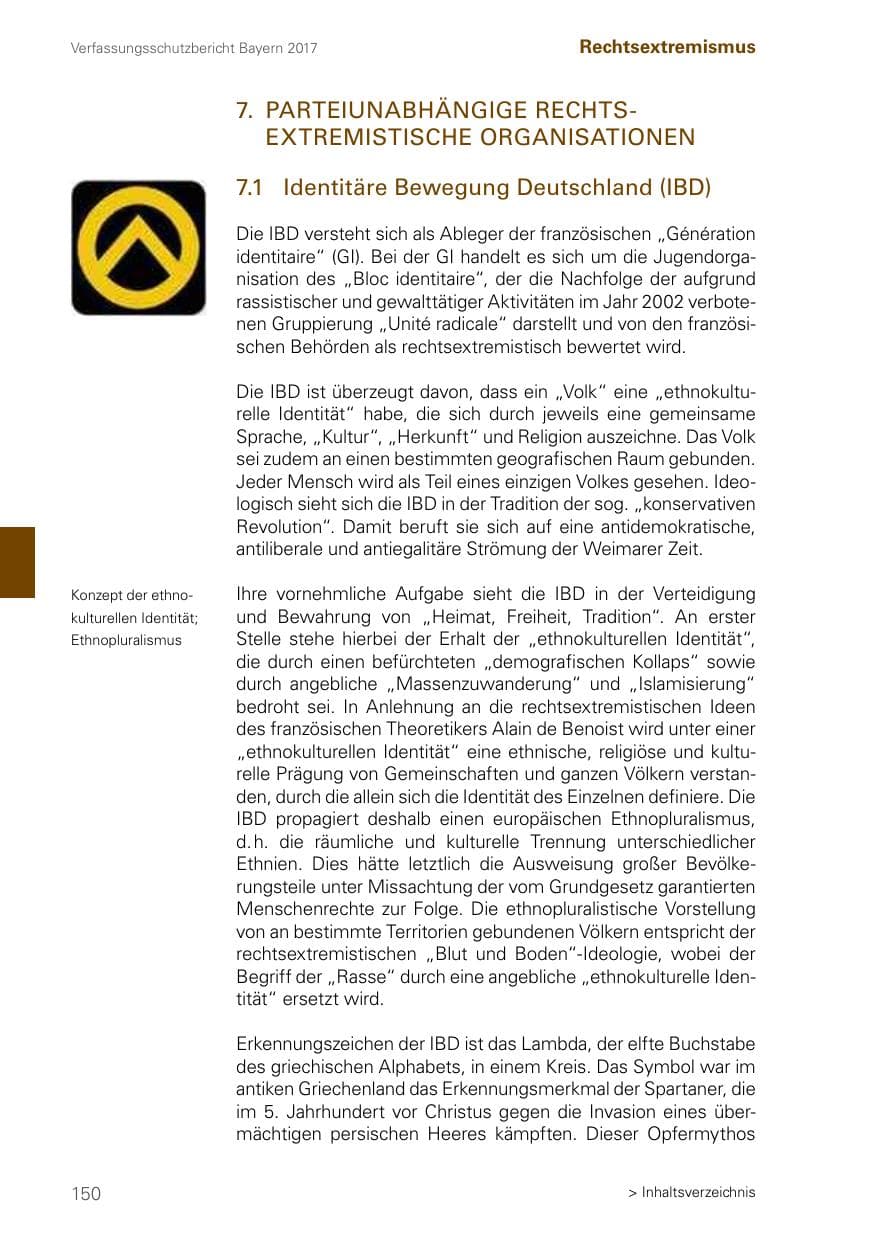 Seite 150 des Verfassungsschutzbericht 2017 Bayern