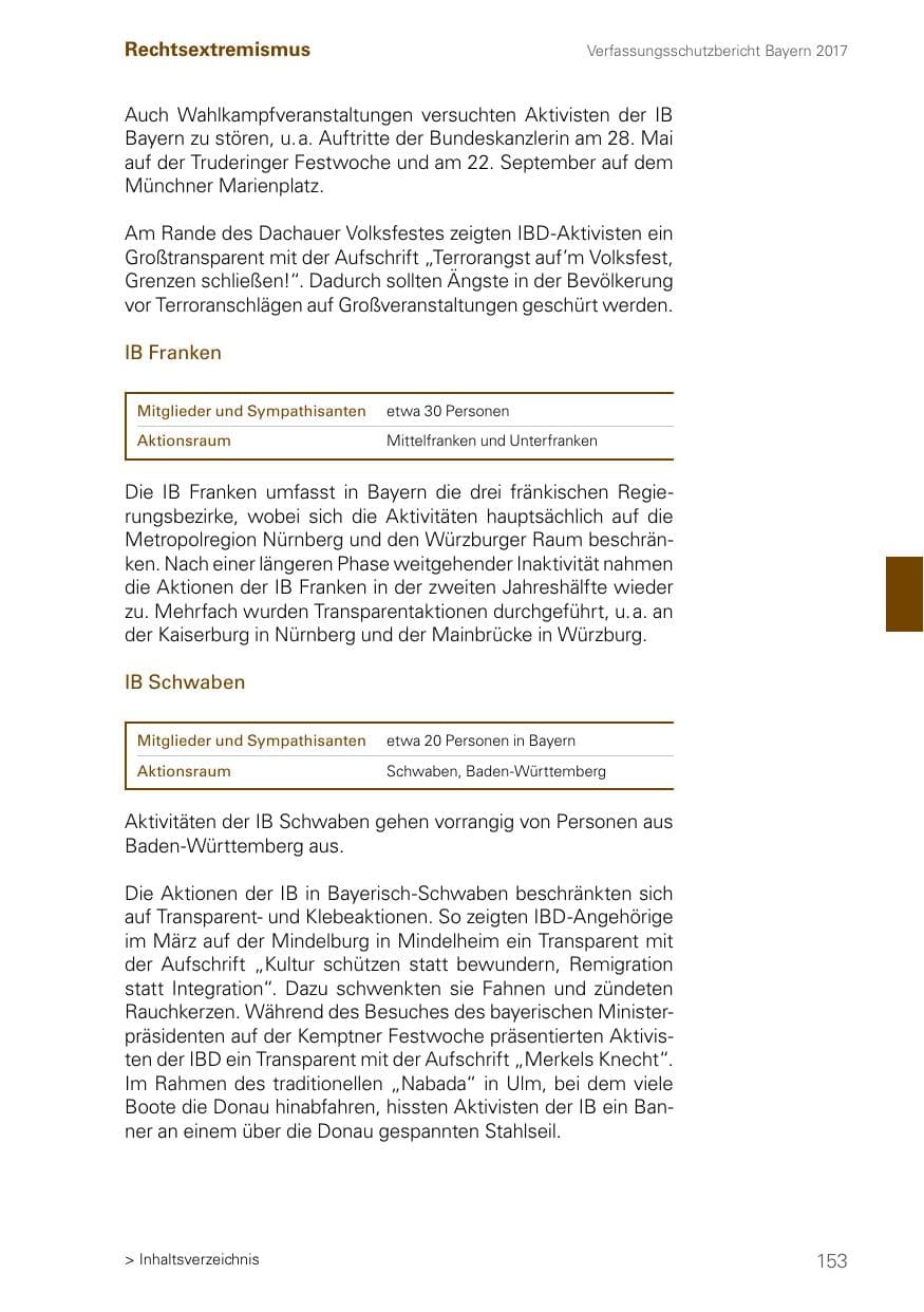 Seite 153 des Verfassungsschutzbericht 2017 Bayern