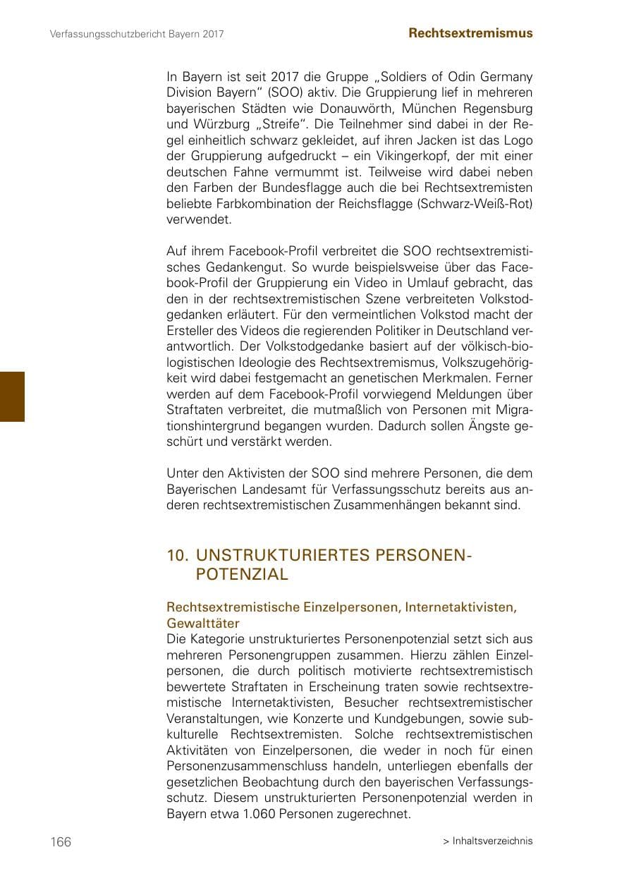 Seite 166 des Verfassungsschutzbericht 2017 Bayern