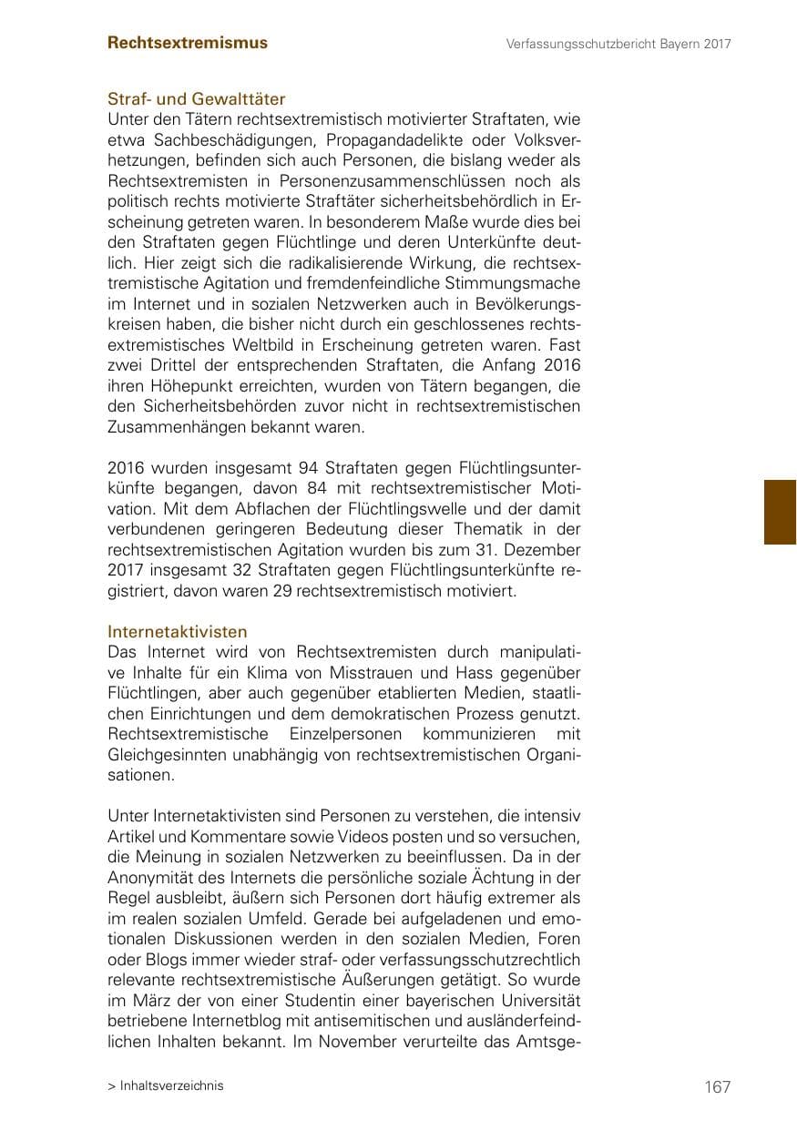 Seite 167 des Verfassungsschutzbericht 2017 Bayern