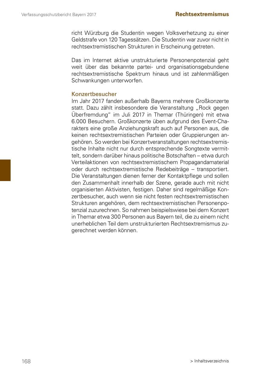 Seite 168 des Verfassungsschutzbericht 2017 Bayern