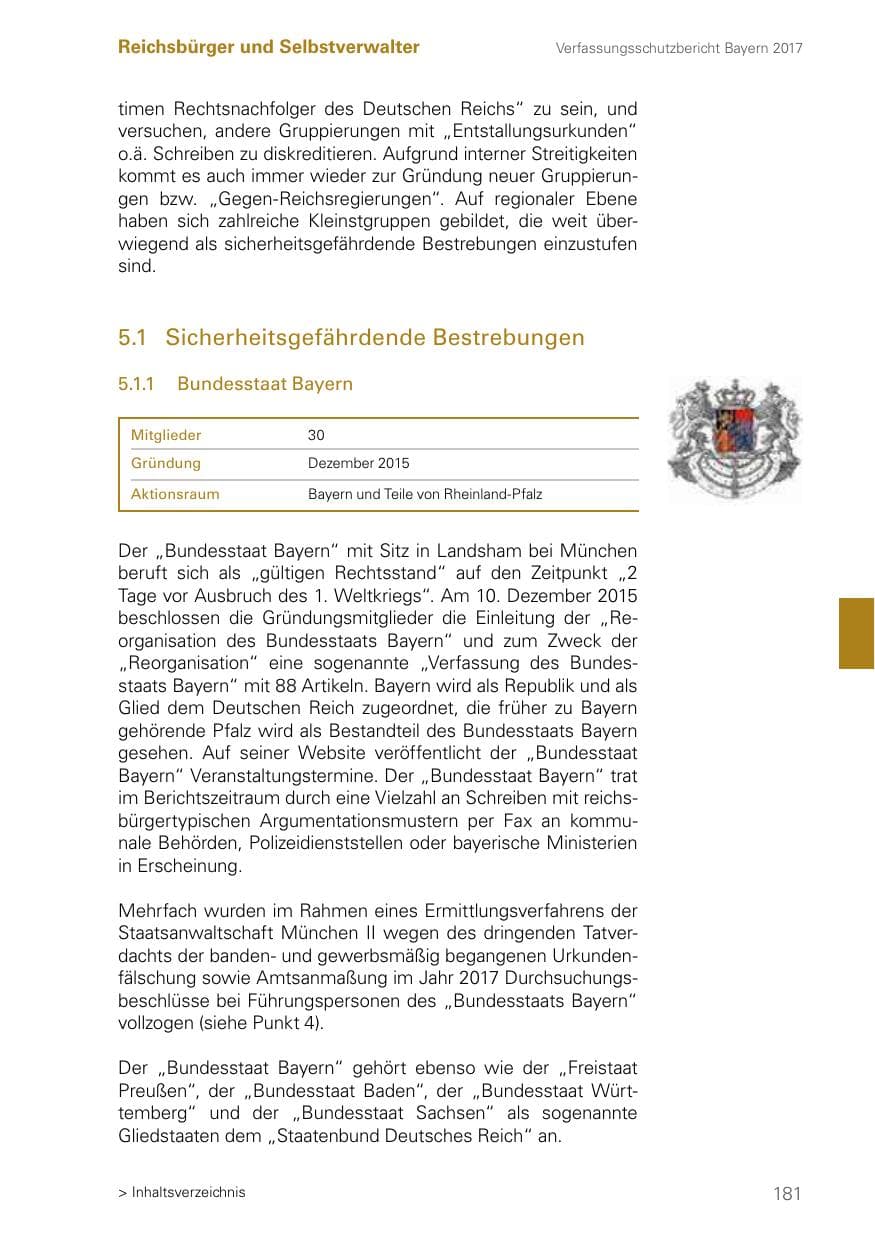 Seite 181 des Verfassungsschutzbericht 2017 Bayern