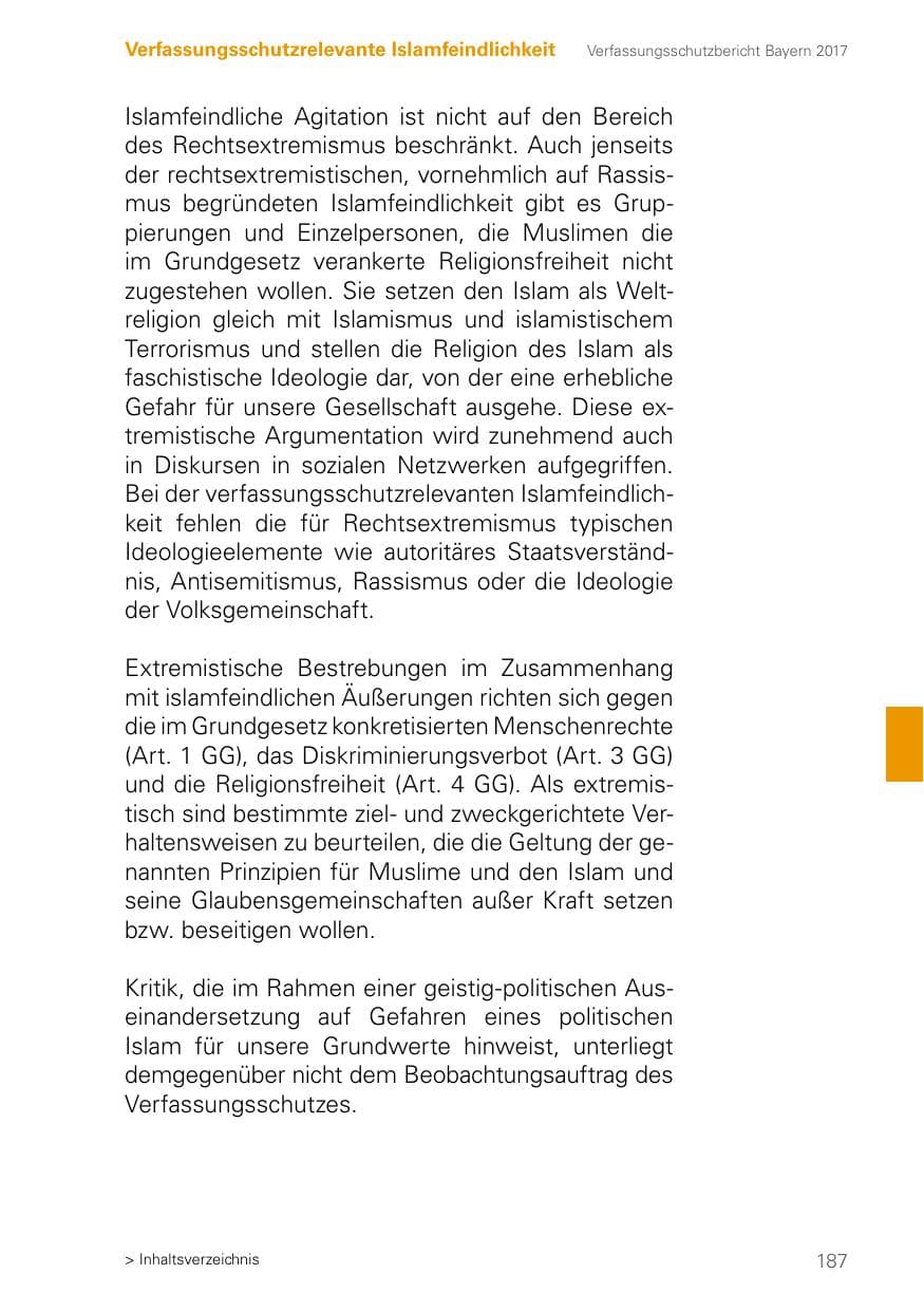 Seite 187 des Verfassungsschutzbericht 2017 Bayern