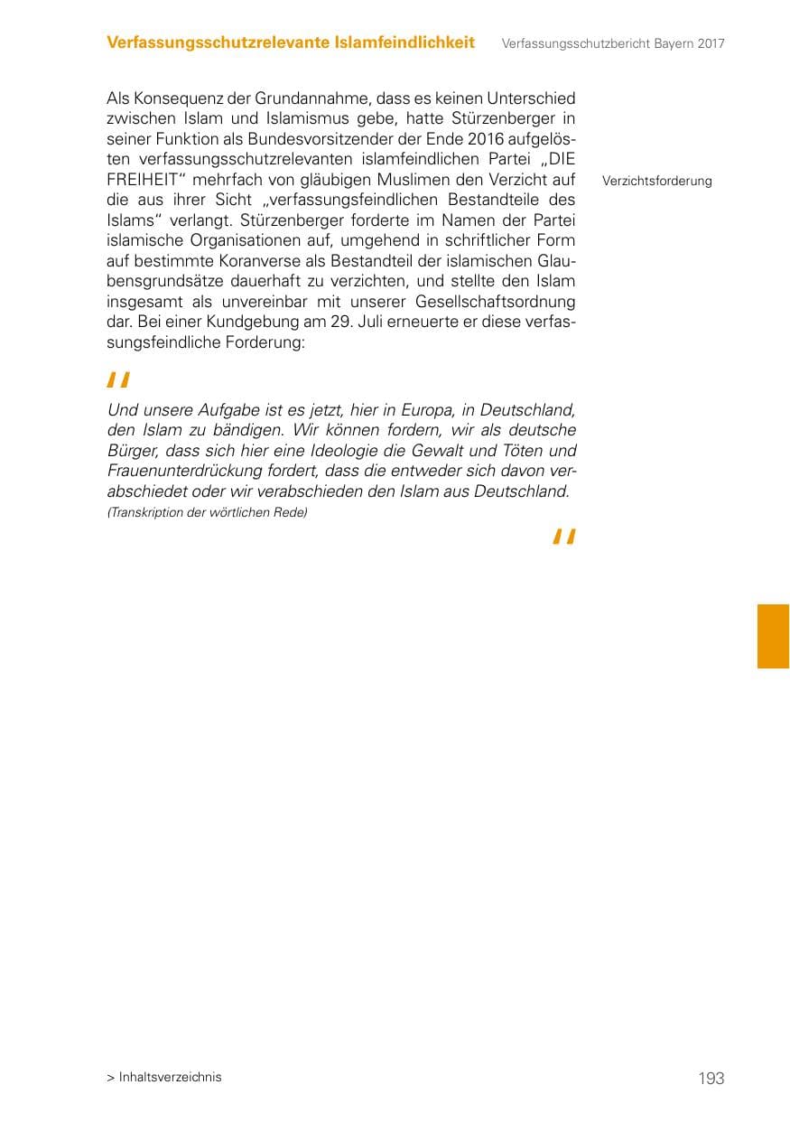 Seite 193 des Verfassungsschutzbericht 2017 Bayern
