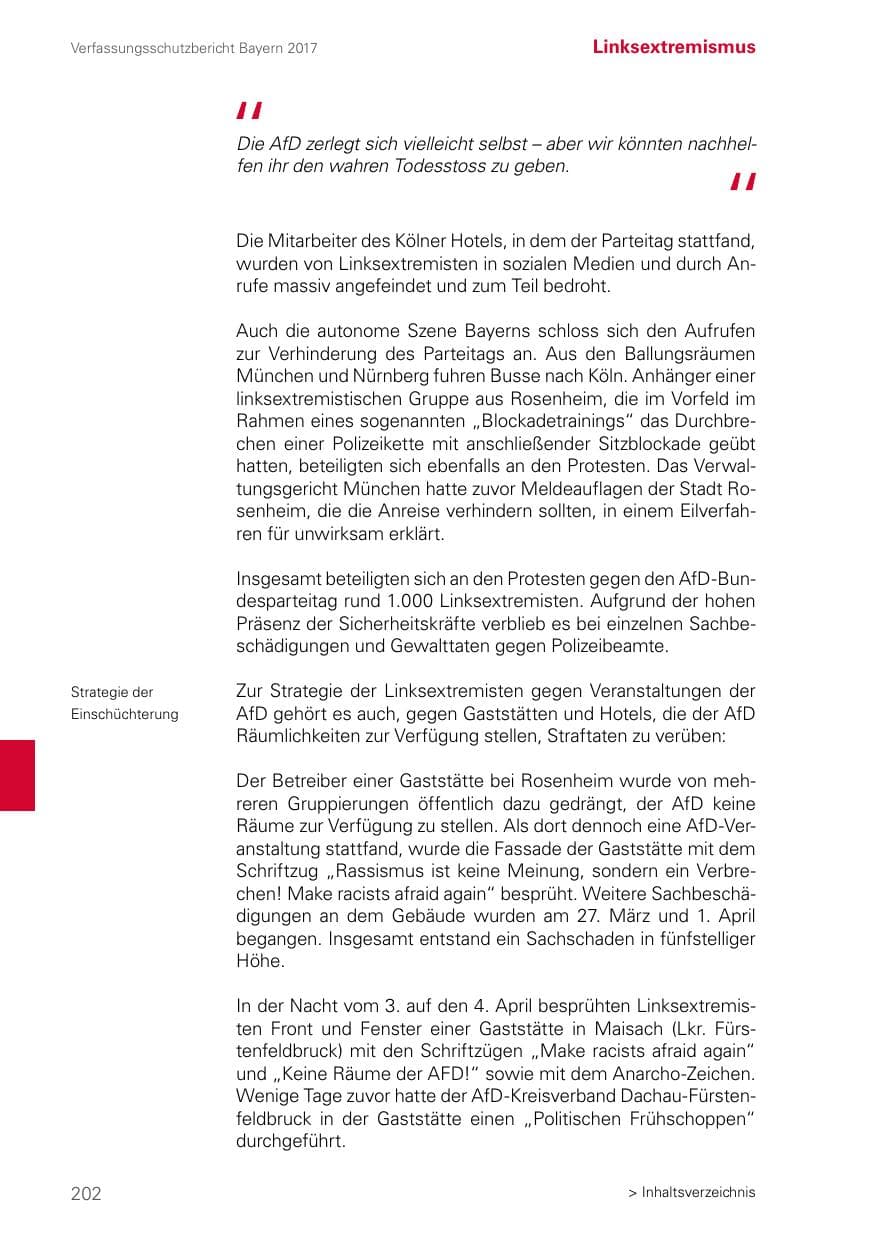 Seite 202 des Verfassungsschutzbericht 2017 Bayern