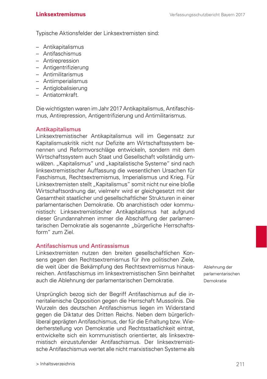 Seite 211 des Verfassungsschutzbericht 2017 Bayern