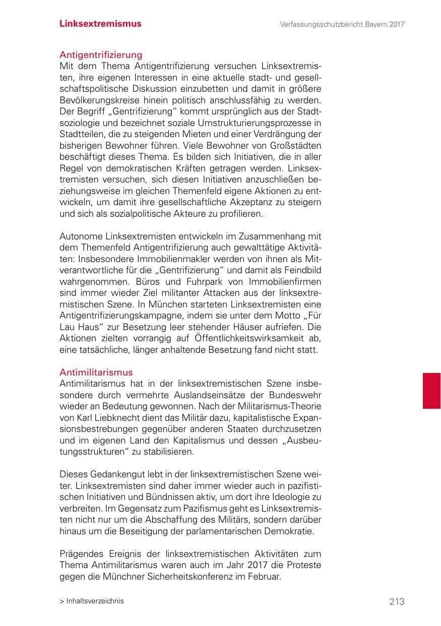 Seite 213 des Verfassungsschutzbericht 2017 Bayern