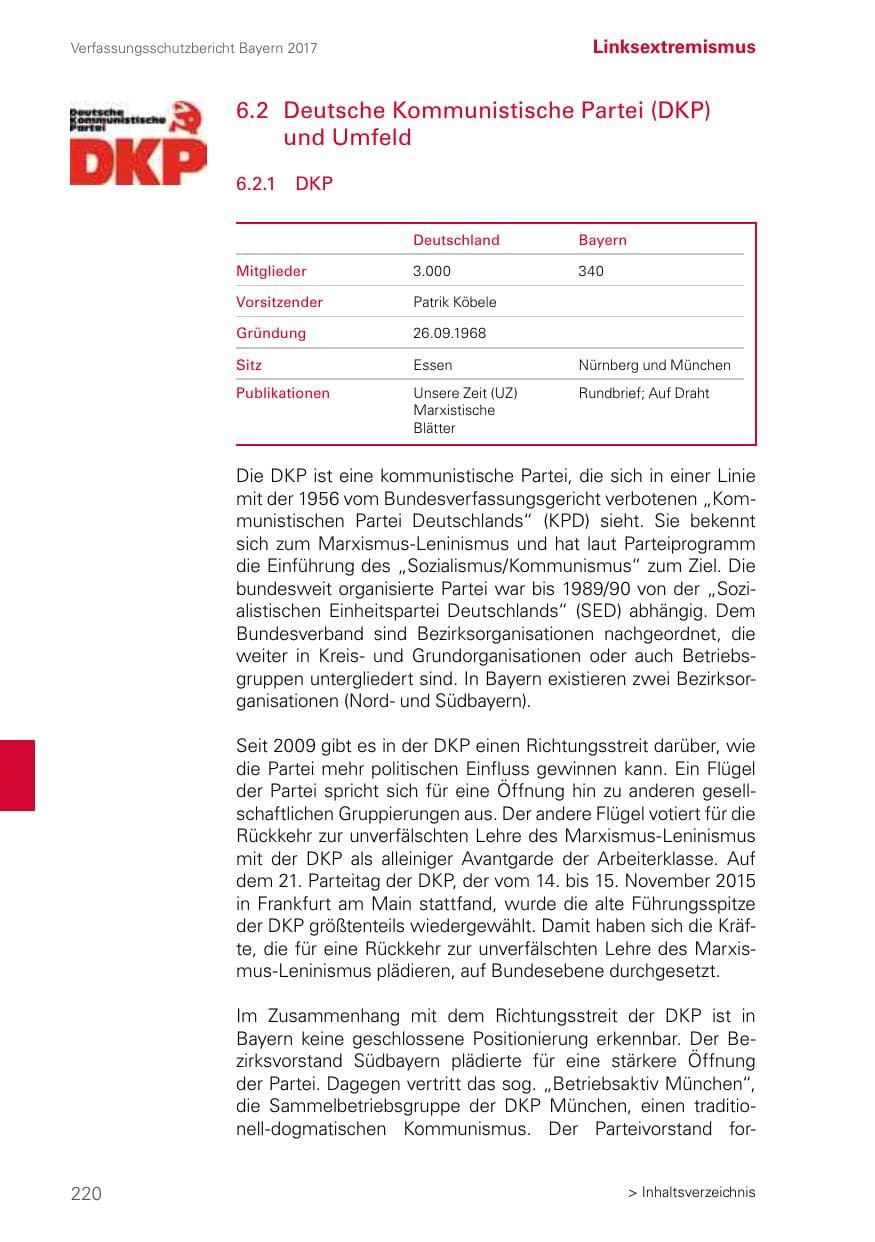 Seite 220 des Verfassungsschutzbericht 2017 Bayern