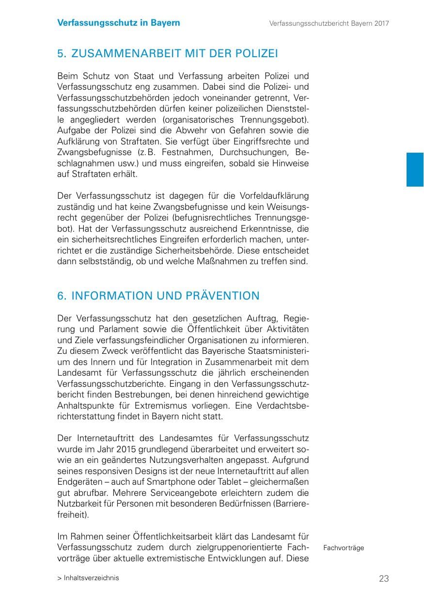 Seite 23 des Verfassungsschutzbericht 2017 Bayern