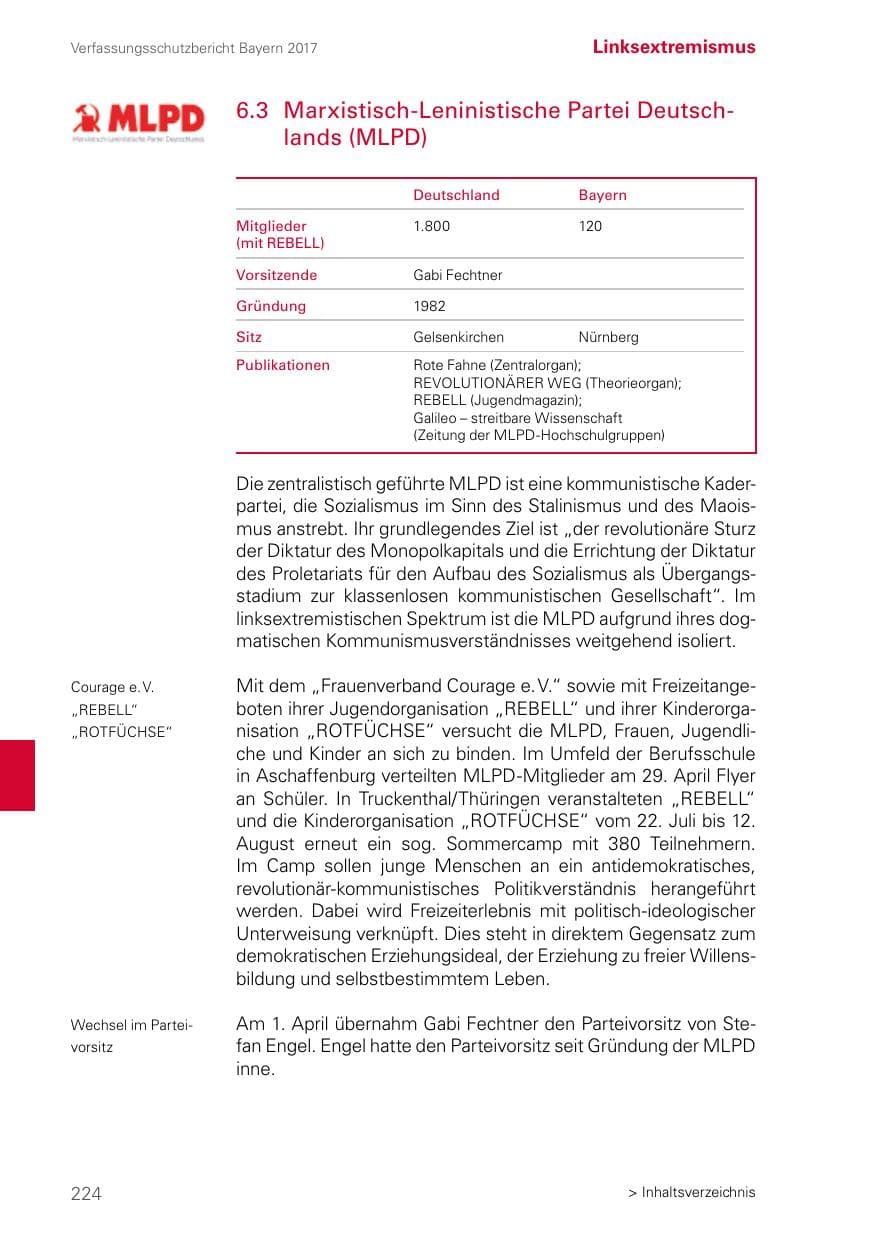 Seite 224 des Verfassungsschutzbericht 2017 Bayern