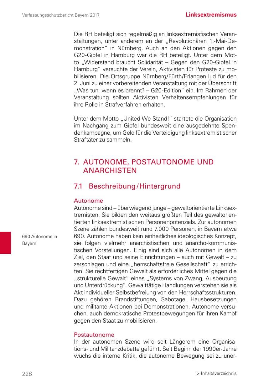 Seite 228 des Verfassungsschutzbericht 2017 Bayern