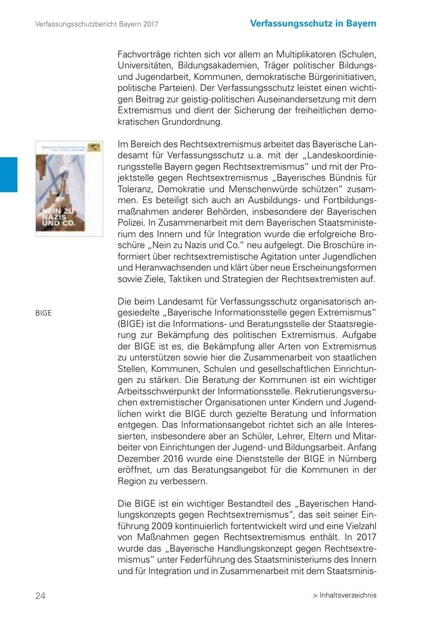 Seite 24 des Verfassungsschutzbericht 2017 Bayern