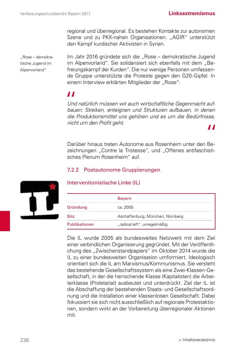 Seite 236 des Verfassungsschutzbericht 2017 Bayern