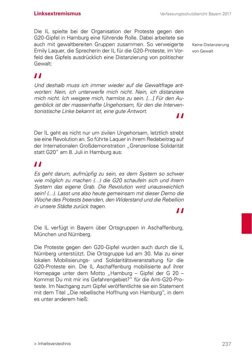 Seite 237 des Verfassungsschutzbericht 2017 Bayern