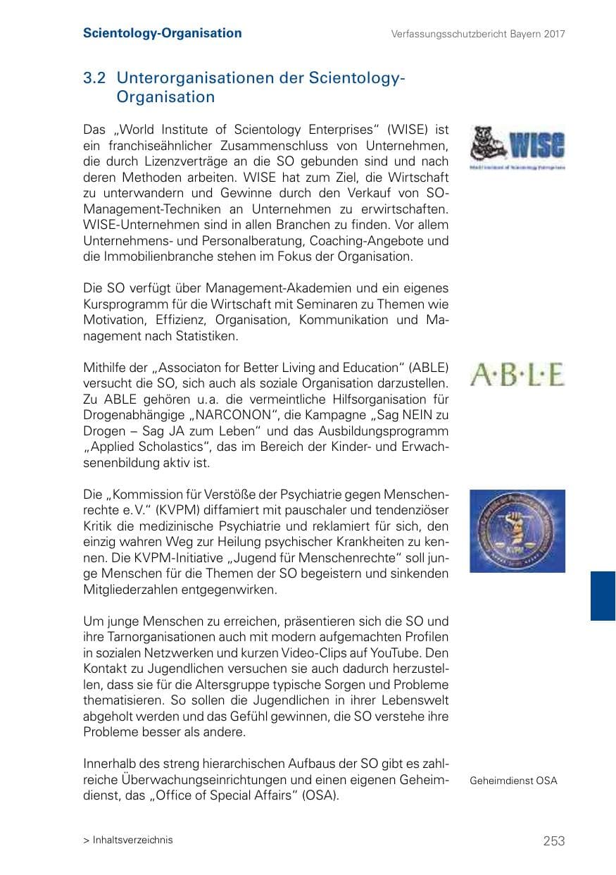 Seite 253 des Verfassungsschutzbericht 2017 Bayern