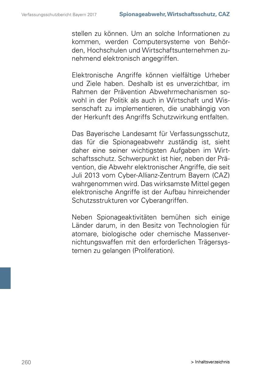 Seite 260 des Verfassungsschutzbericht 2017 Bayern