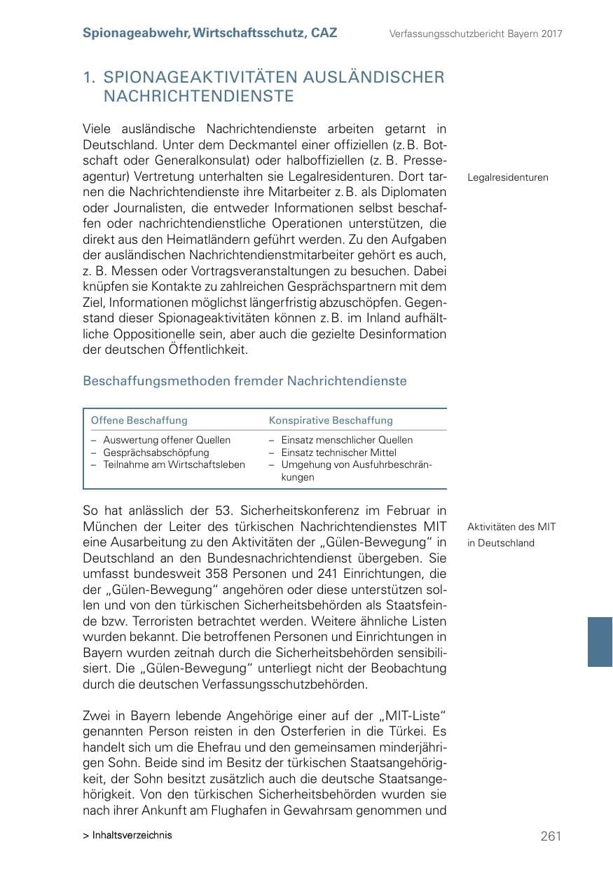 Seite 261 des Verfassungsschutzbericht 2017 Bayern