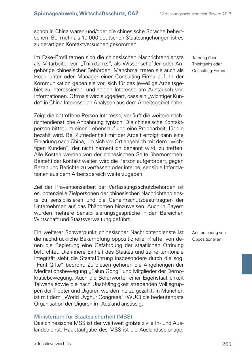 Seite 265 des Verfassungsschutzbericht 2017 Bayern