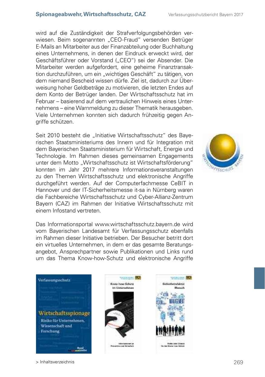 Seite 269 des Verfassungsschutzbericht 2017 Bayern