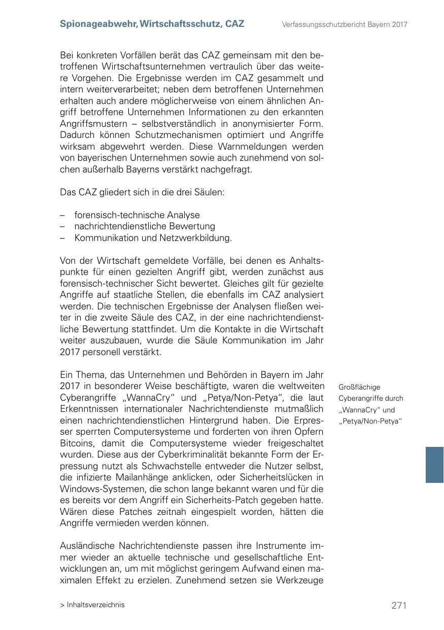Seite 271 des Verfassungsschutzbericht 2017 Bayern
