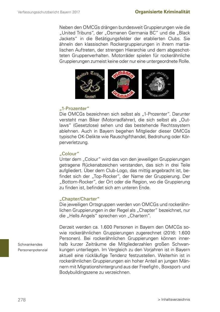 Seite 278 des Verfassungsschutzbericht 2017 Bayern