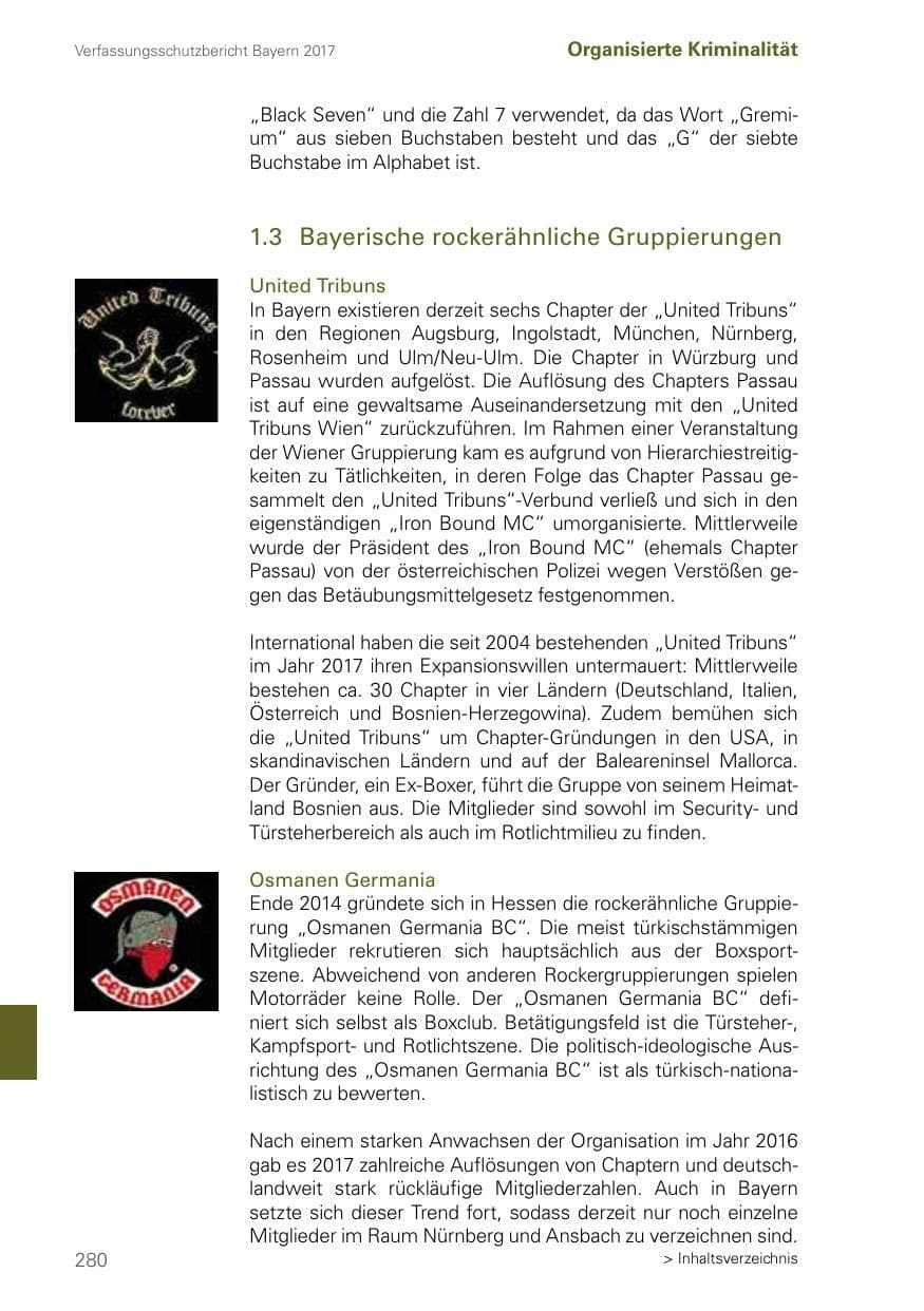 Seite 280 des Verfassungsschutzbericht 2017 Bayern