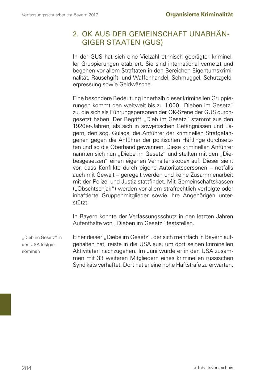 Seite 284 des Verfassungsschutzbericht 2017 Bayern