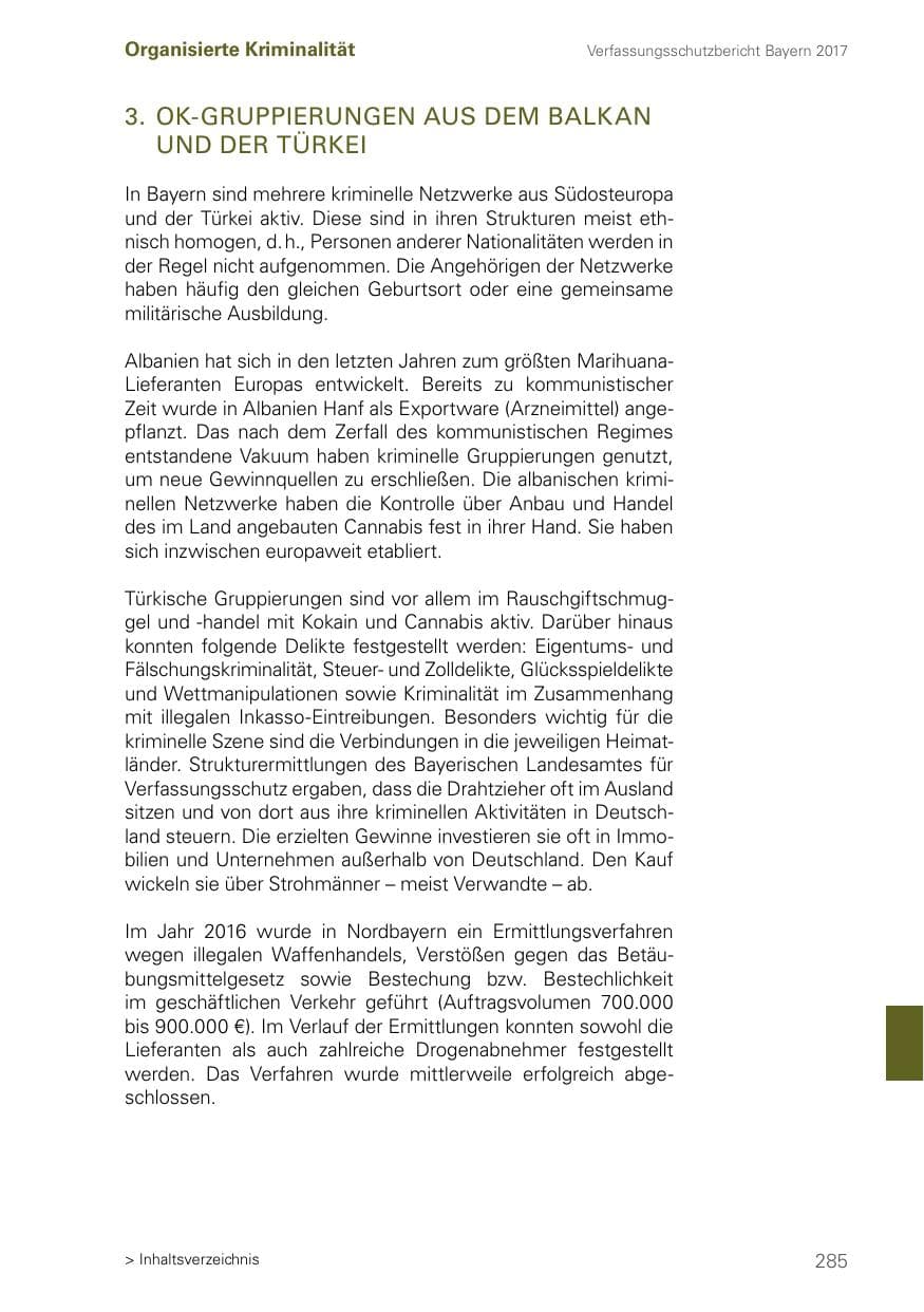 Seite 285 des Verfassungsschutzbericht 2017 Bayern