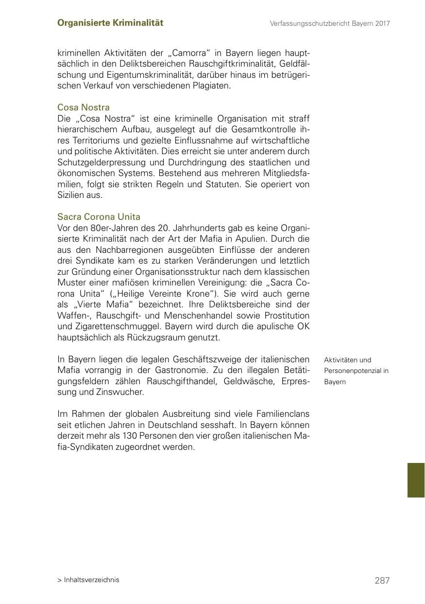 Seite 287 des Verfassungsschutzbericht 2017 Bayern