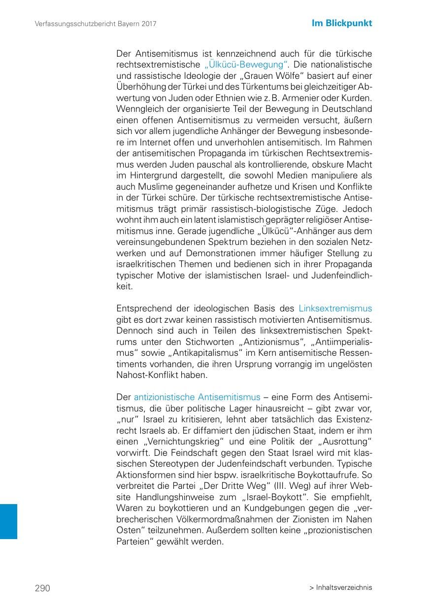 Seite 290 des Verfassungsschutzbericht 2017 Bayern