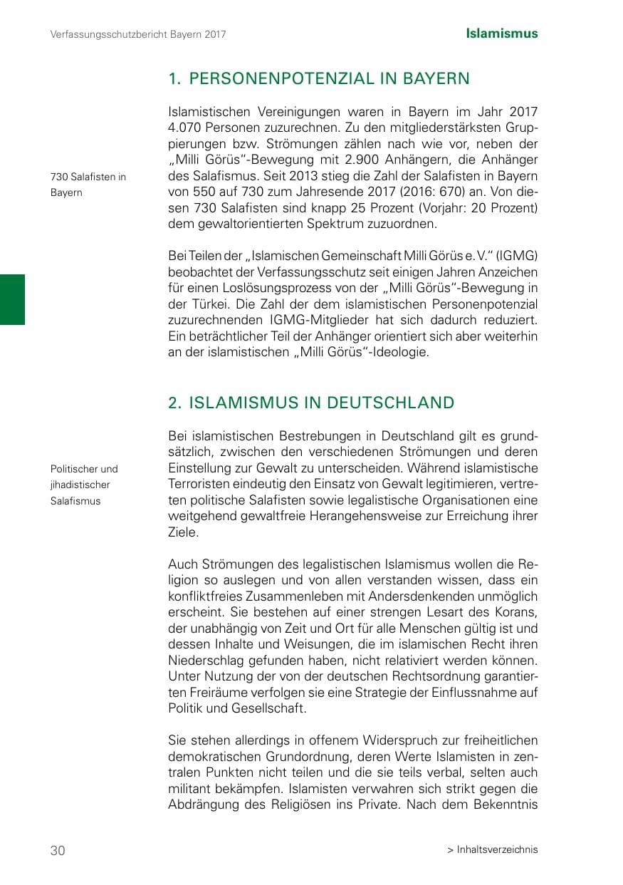 Seite 30 des Verfassungsschutzbericht 2017 Bayern