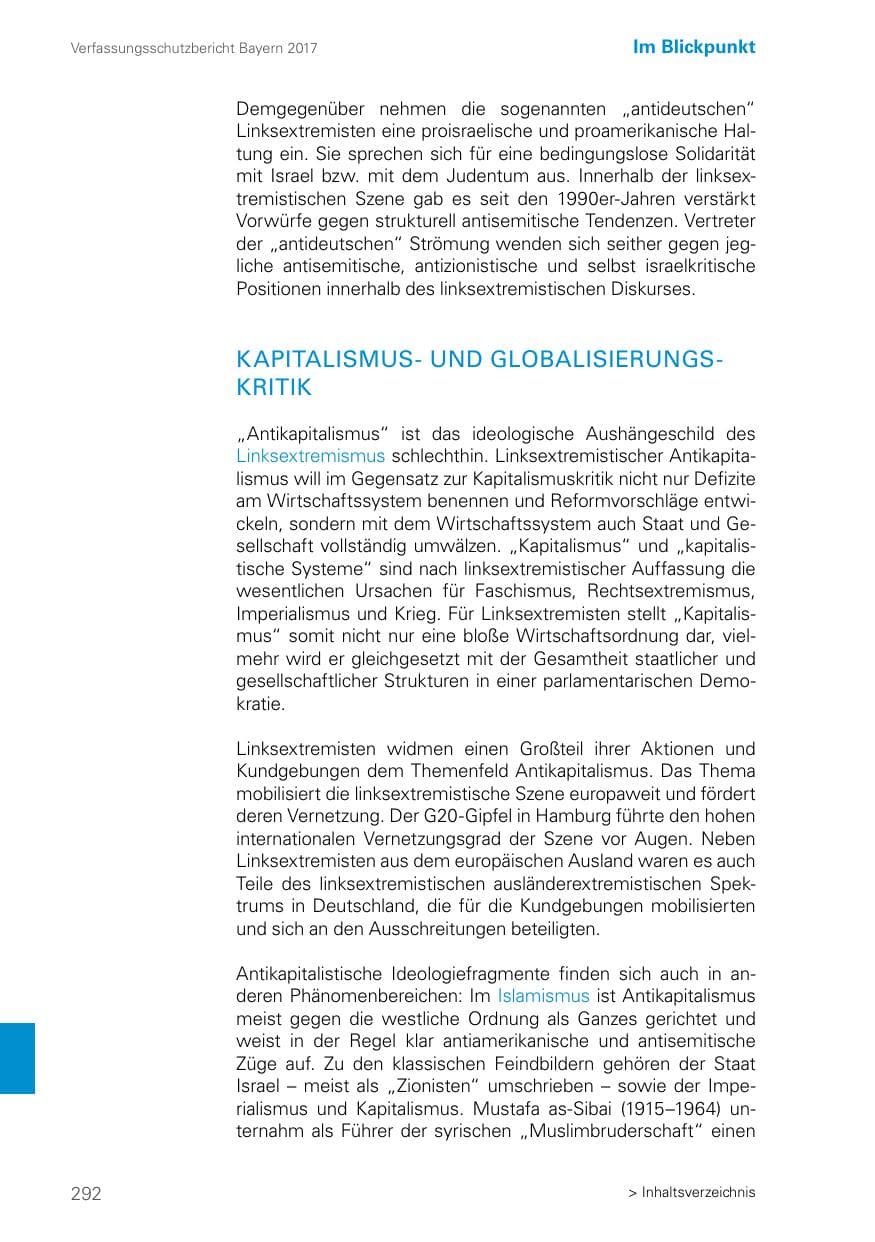 Seite 292 des Verfassungsschutzbericht 2017 Bayern