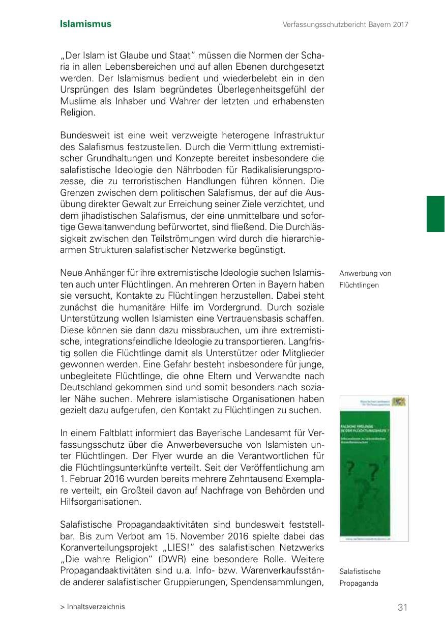 Seite 31 des Verfassungsschutzbericht 2017 Bayern