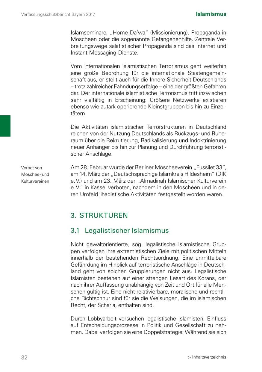 Seite 32 des Verfassungsschutzbericht 2017 Bayern