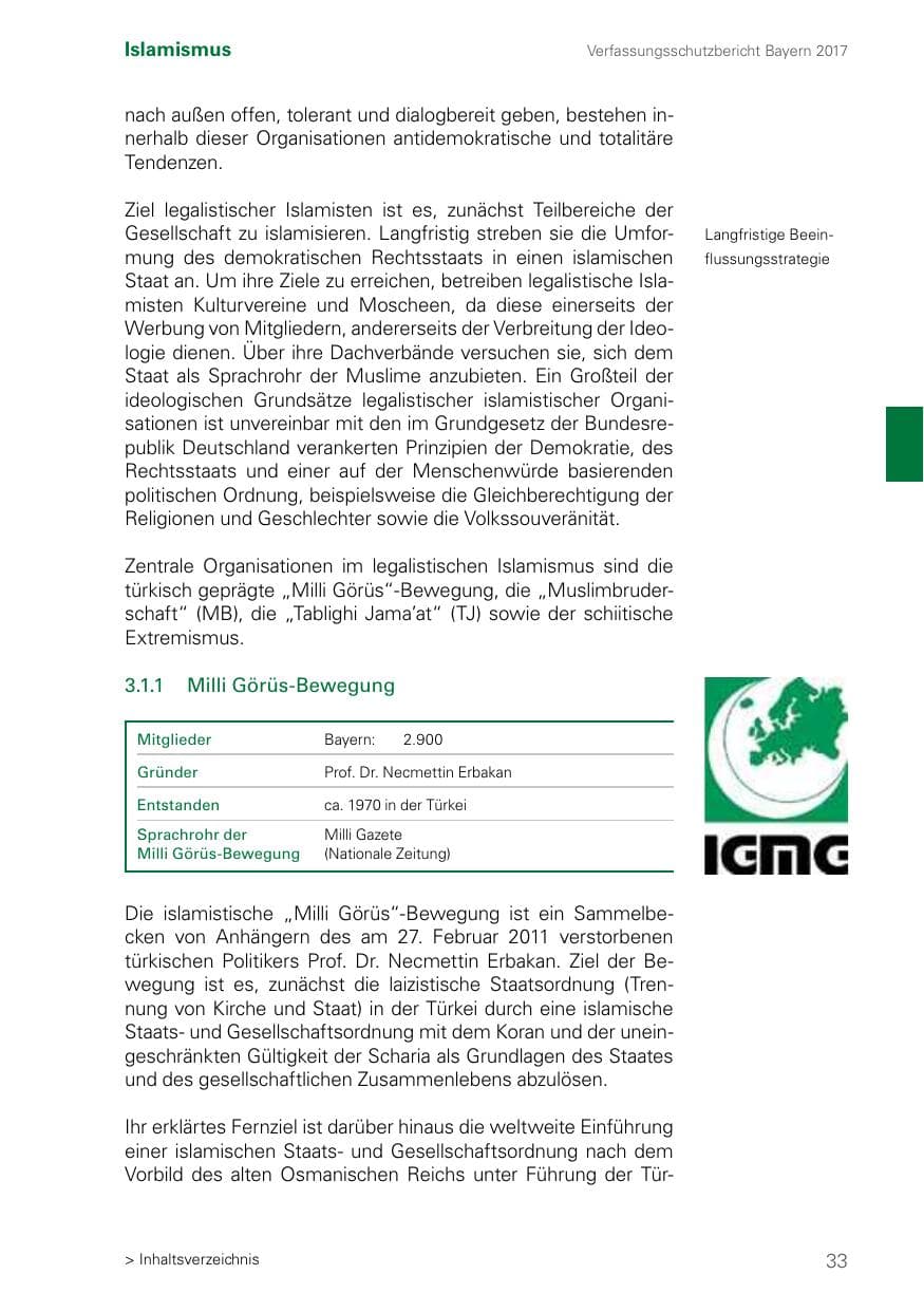 Seite 33 des Verfassungsschutzbericht 2017 Bayern