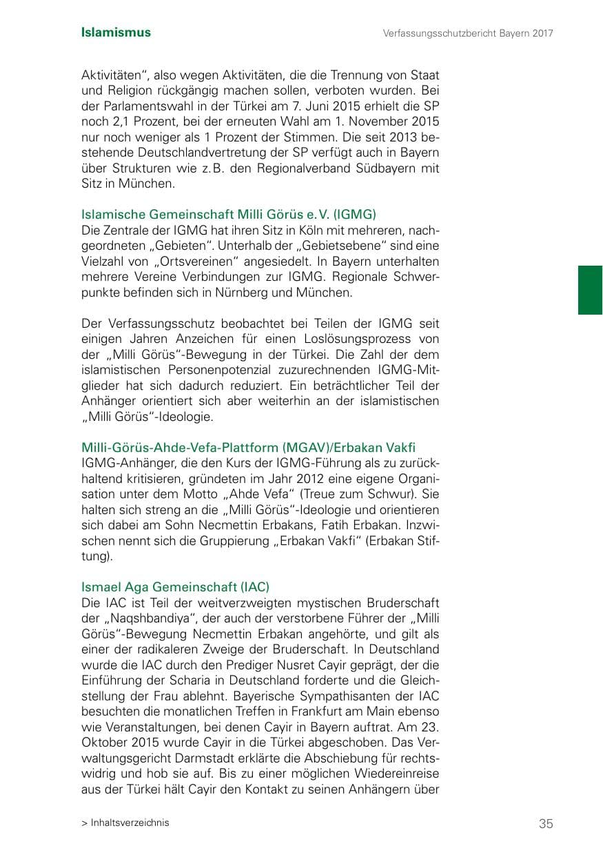 Seite 35 des Verfassungsschutzbericht 2017 Bayern