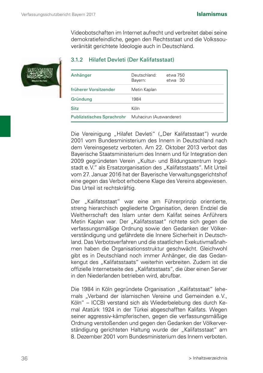Seite 36 des Verfassungsschutzbericht 2017 Bayern