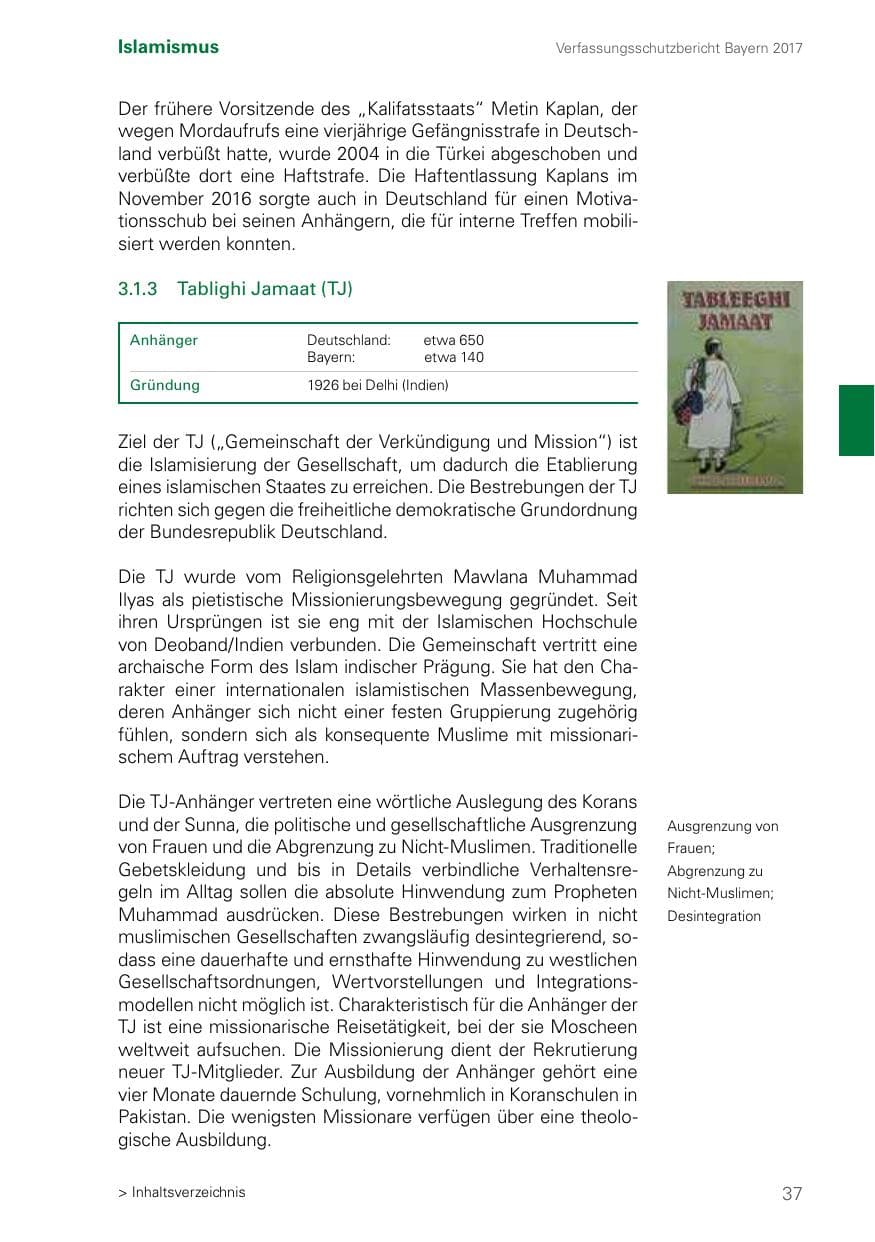 Seite 37 des Verfassungsschutzbericht 2017 Bayern