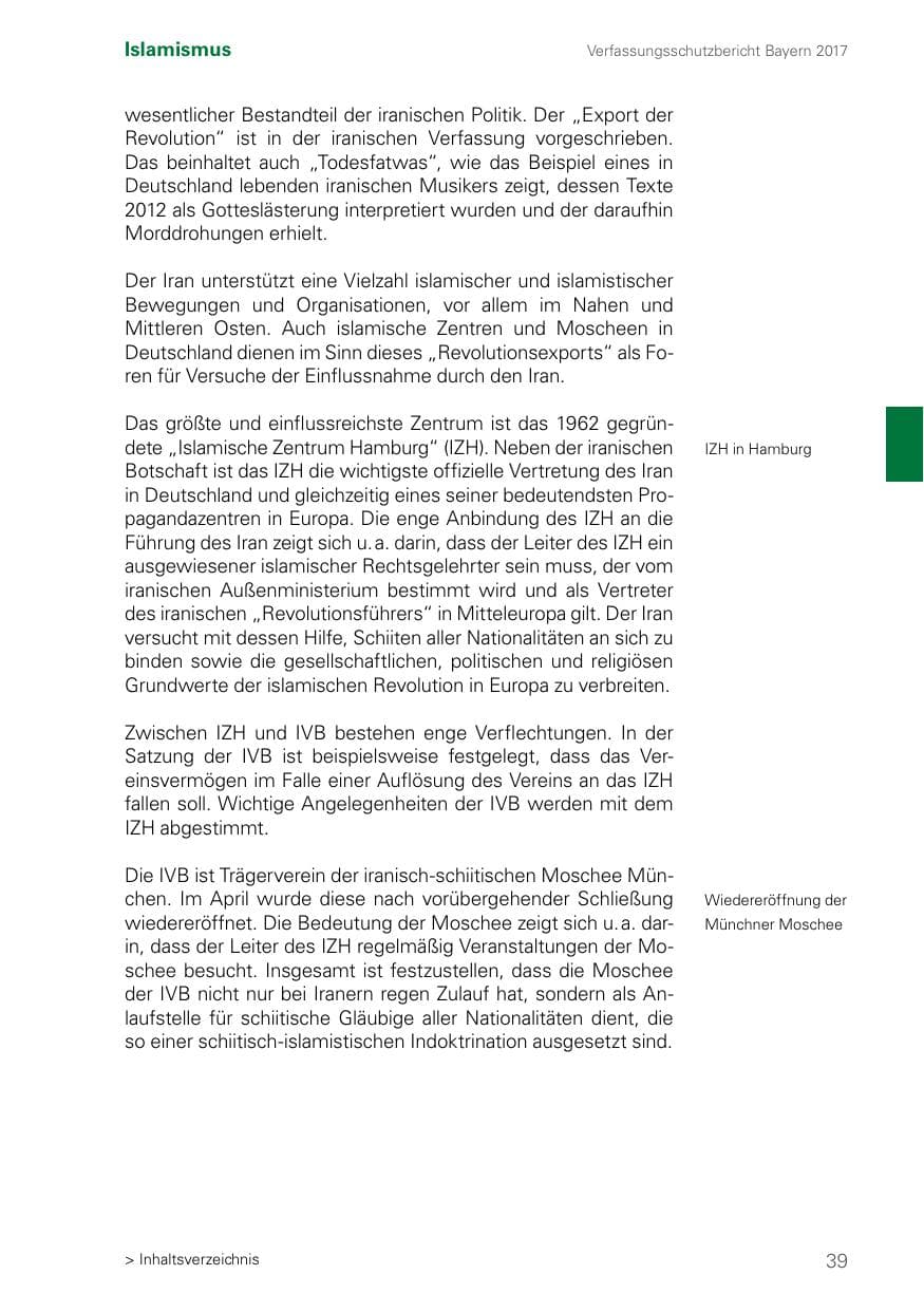 Seite 39 des Verfassungsschutzbericht 2017 Bayern