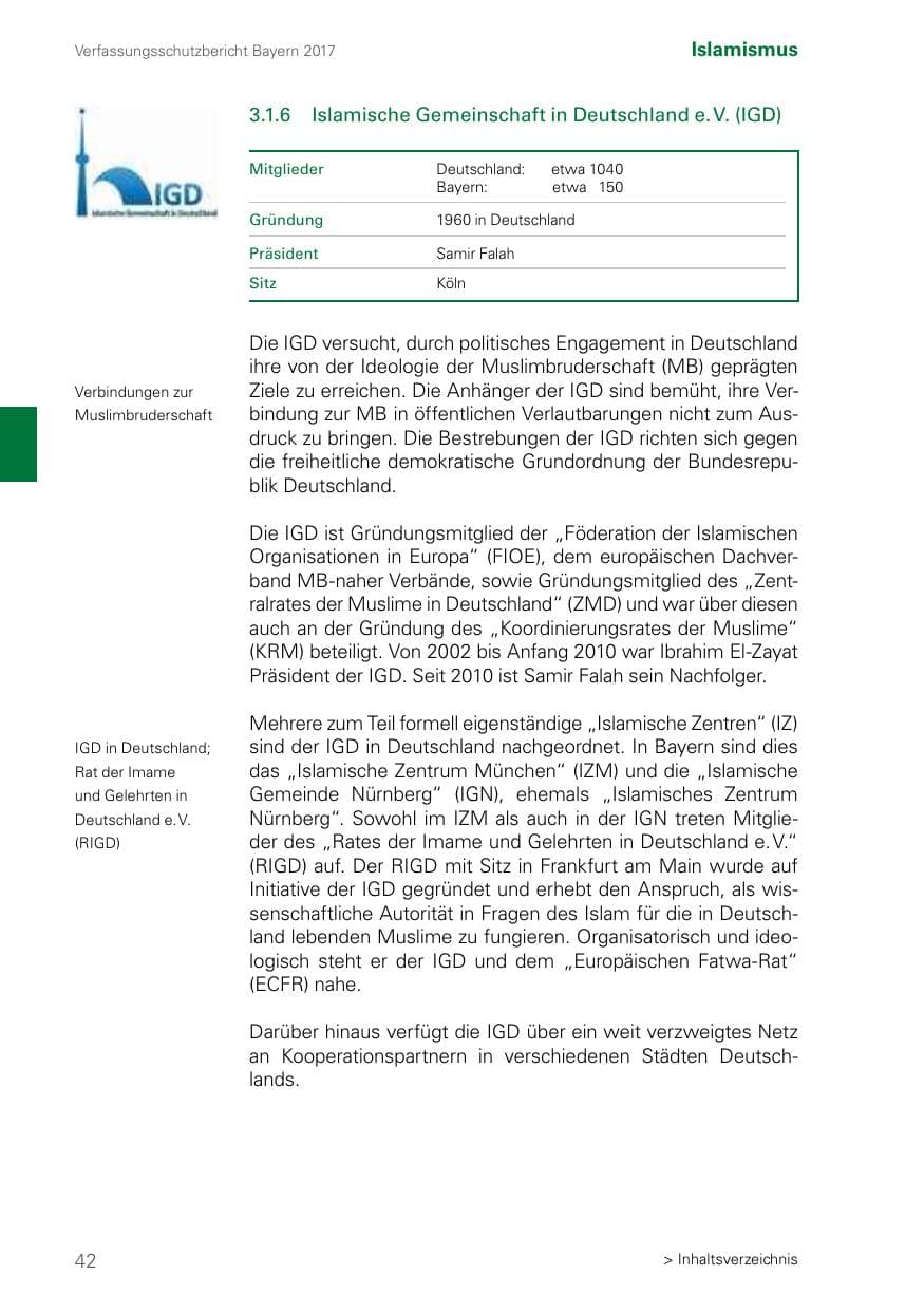 Seite 42 des Verfassungsschutzbericht 2017 Bayern