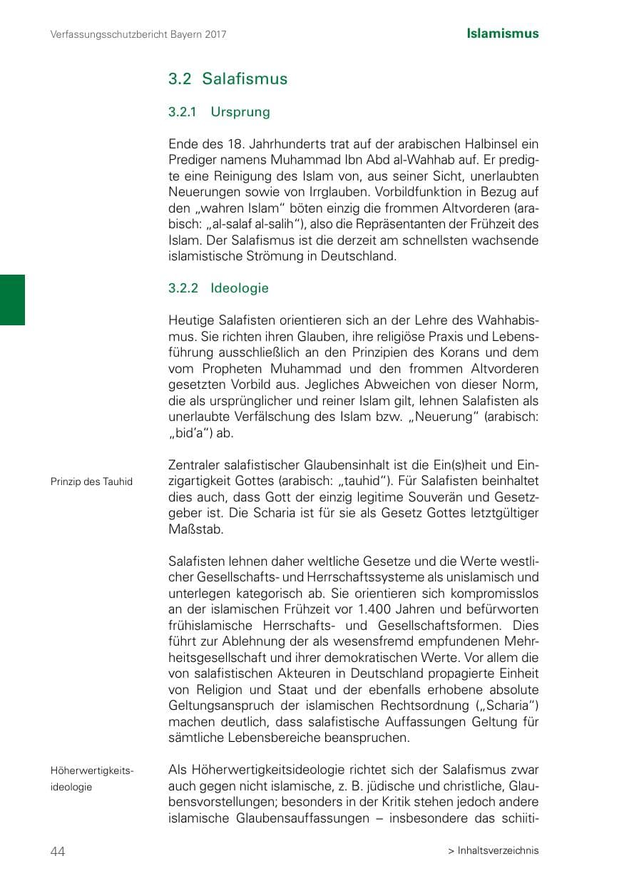 Seite 44 des Verfassungsschutzbericht 2017 Bayern