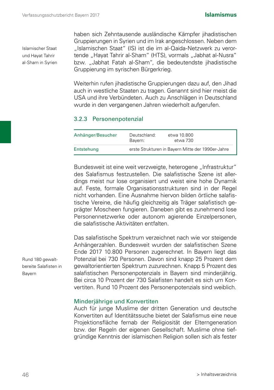 Seite 46 des Verfassungsschutzbericht 2017 Bayern