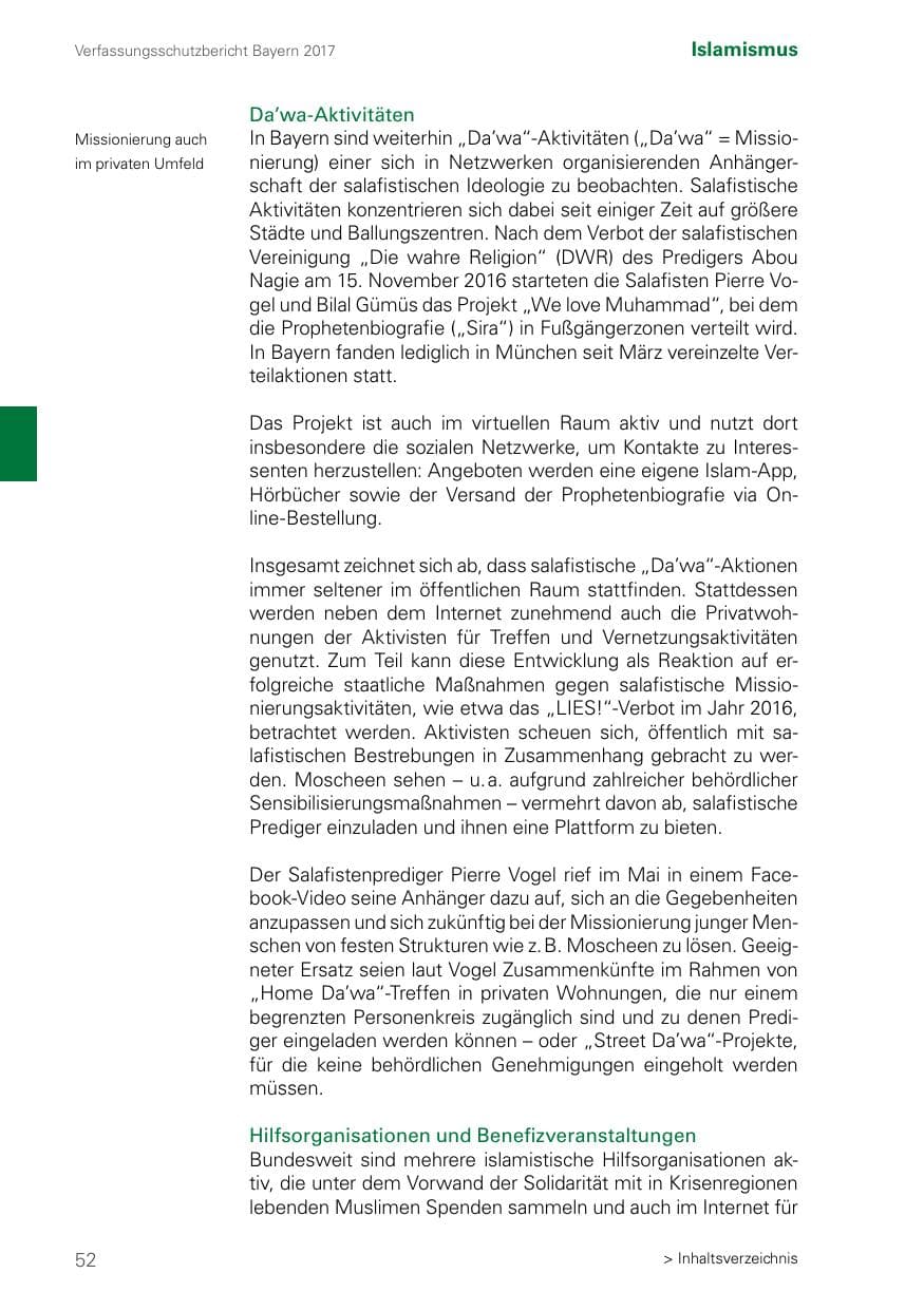 Seite 52 des Verfassungsschutzbericht 2017 Bayern