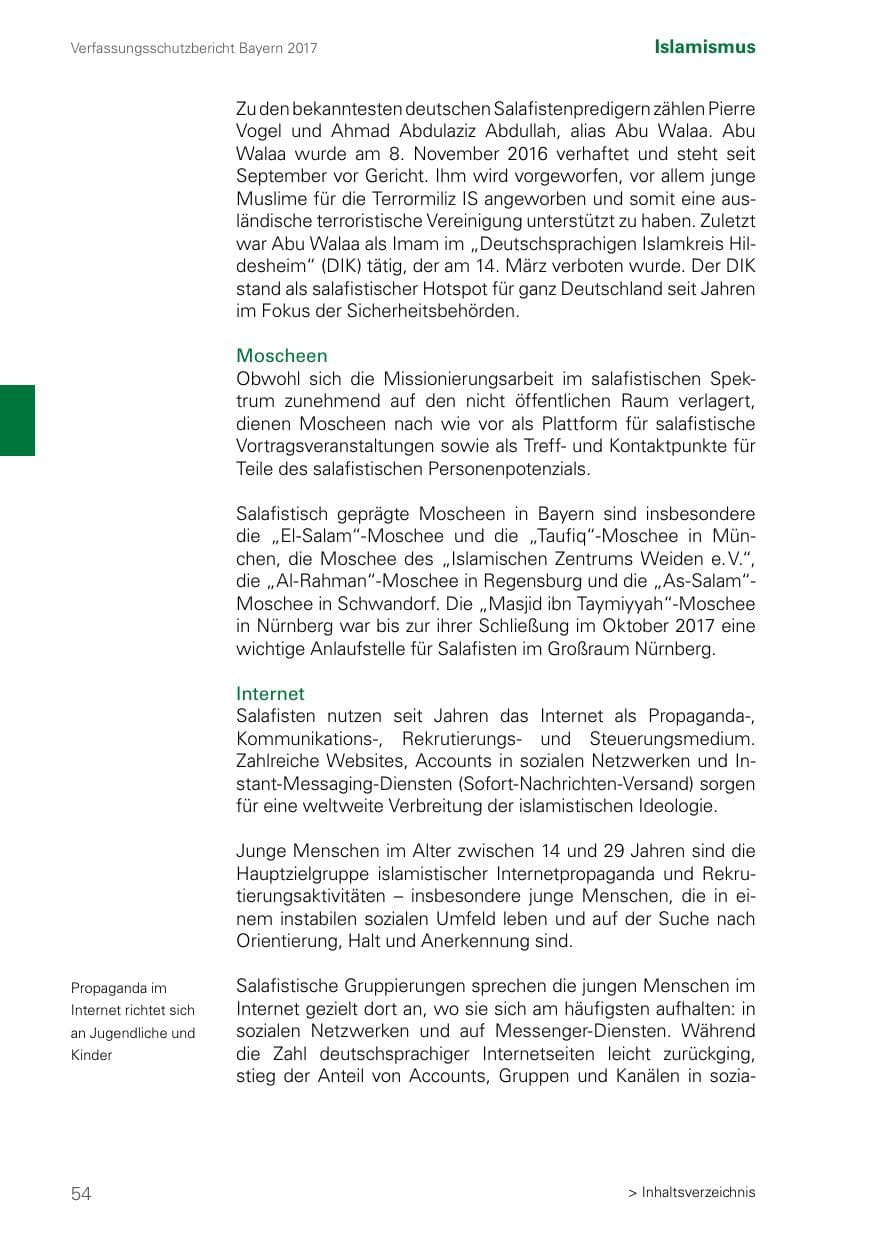 Seite 54 des Verfassungsschutzbericht 2017 Bayern