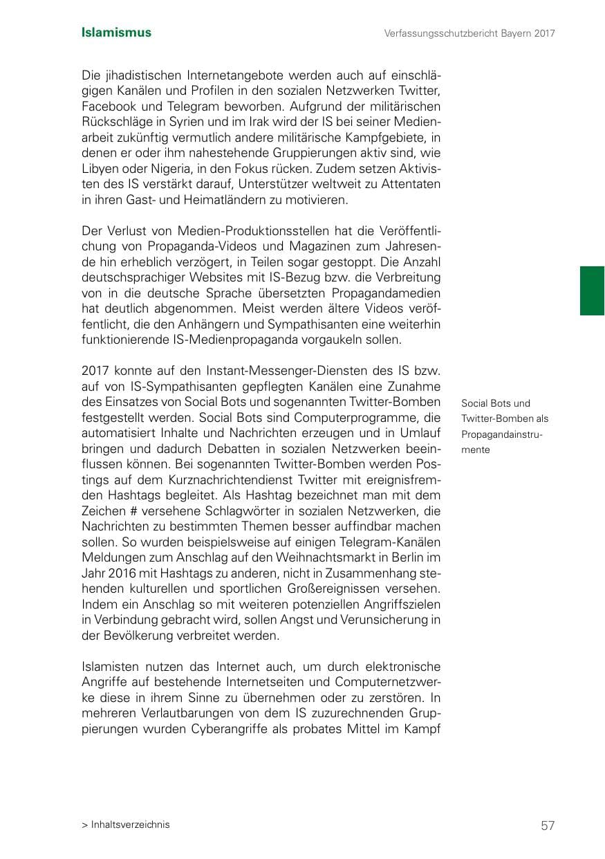 Seite 57 des Verfassungsschutzbericht 2017 Bayern