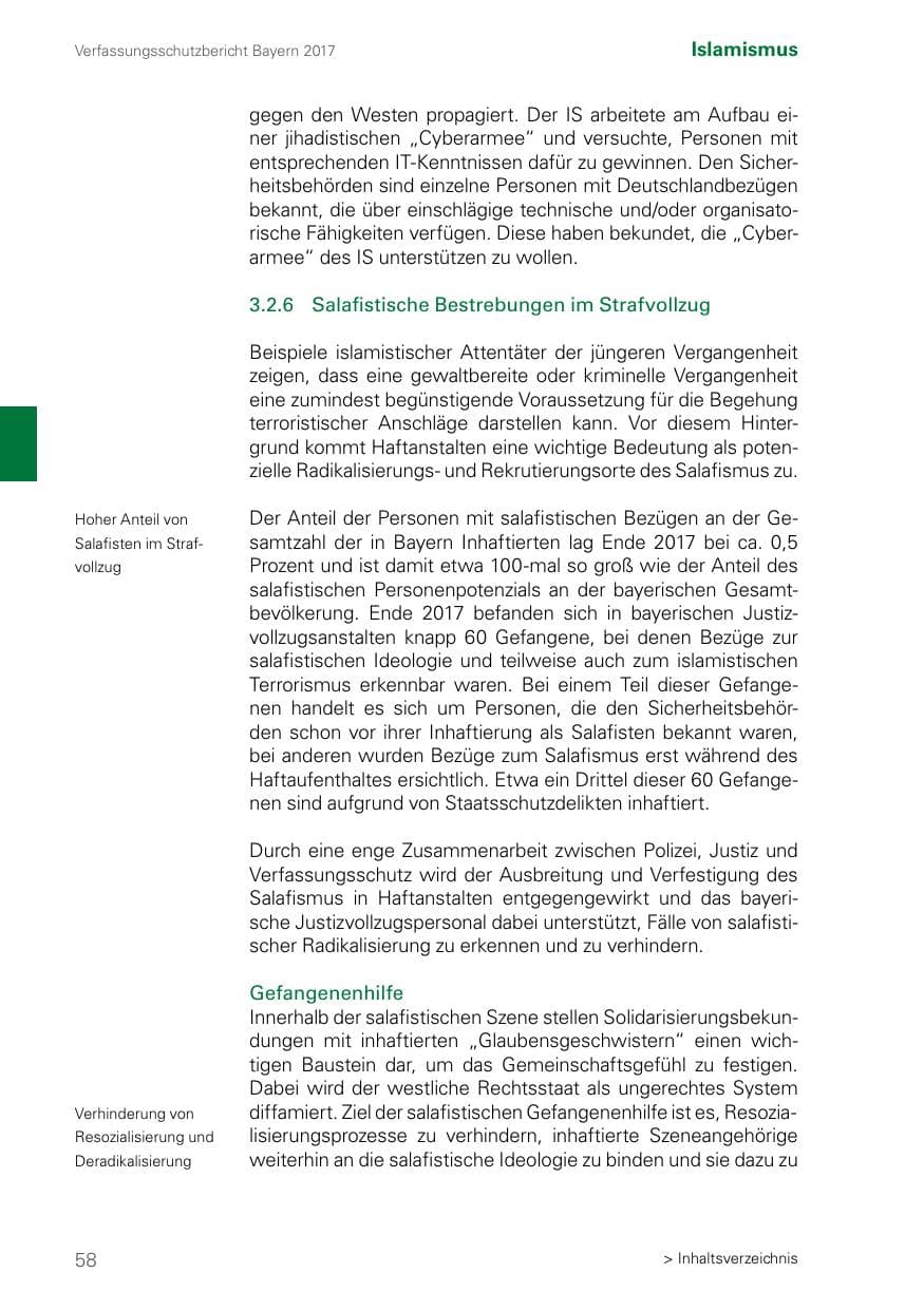 Seite 58 des Verfassungsschutzbericht 2017 Bayern