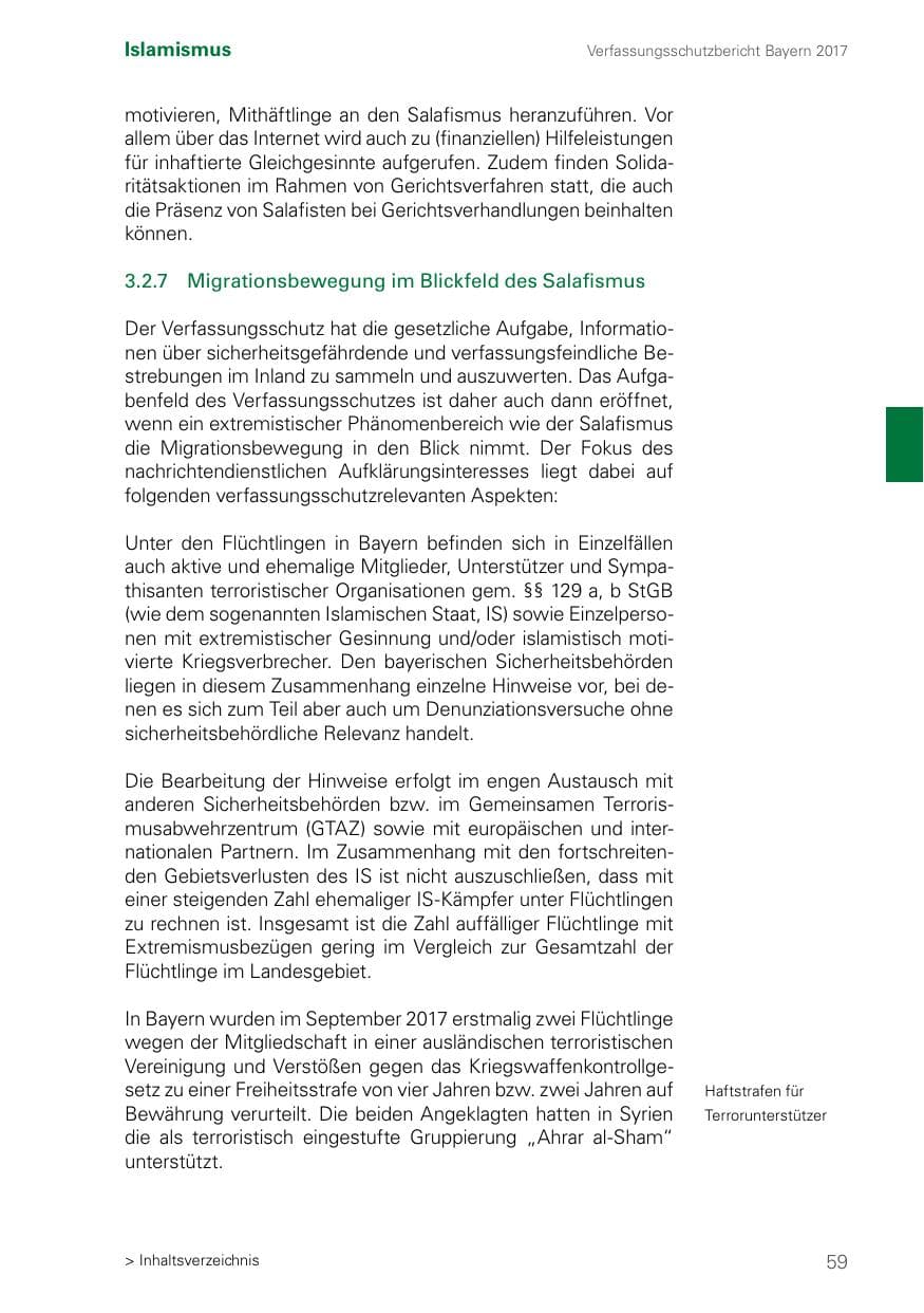 Seite 59 des Verfassungsschutzbericht 2017 Bayern
