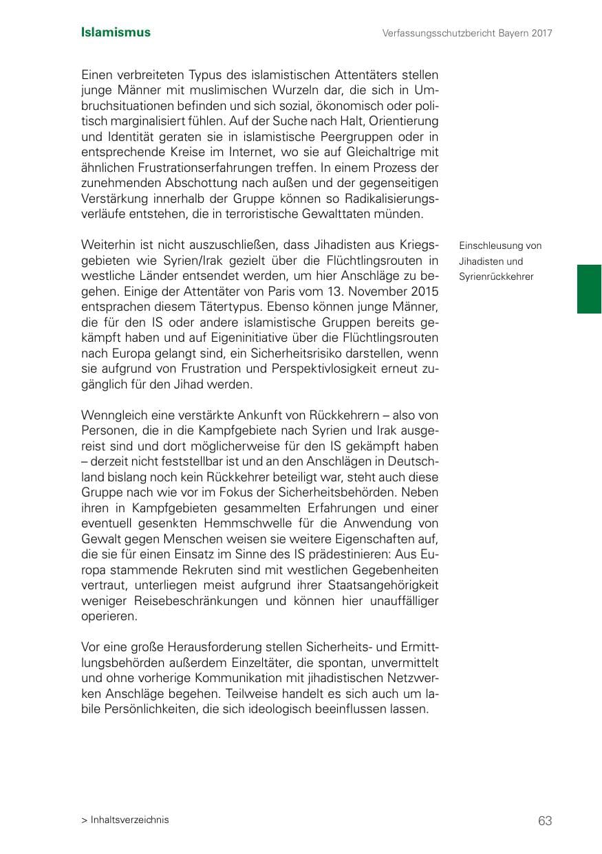 Seite 63 des Verfassungsschutzbericht 2017 Bayern