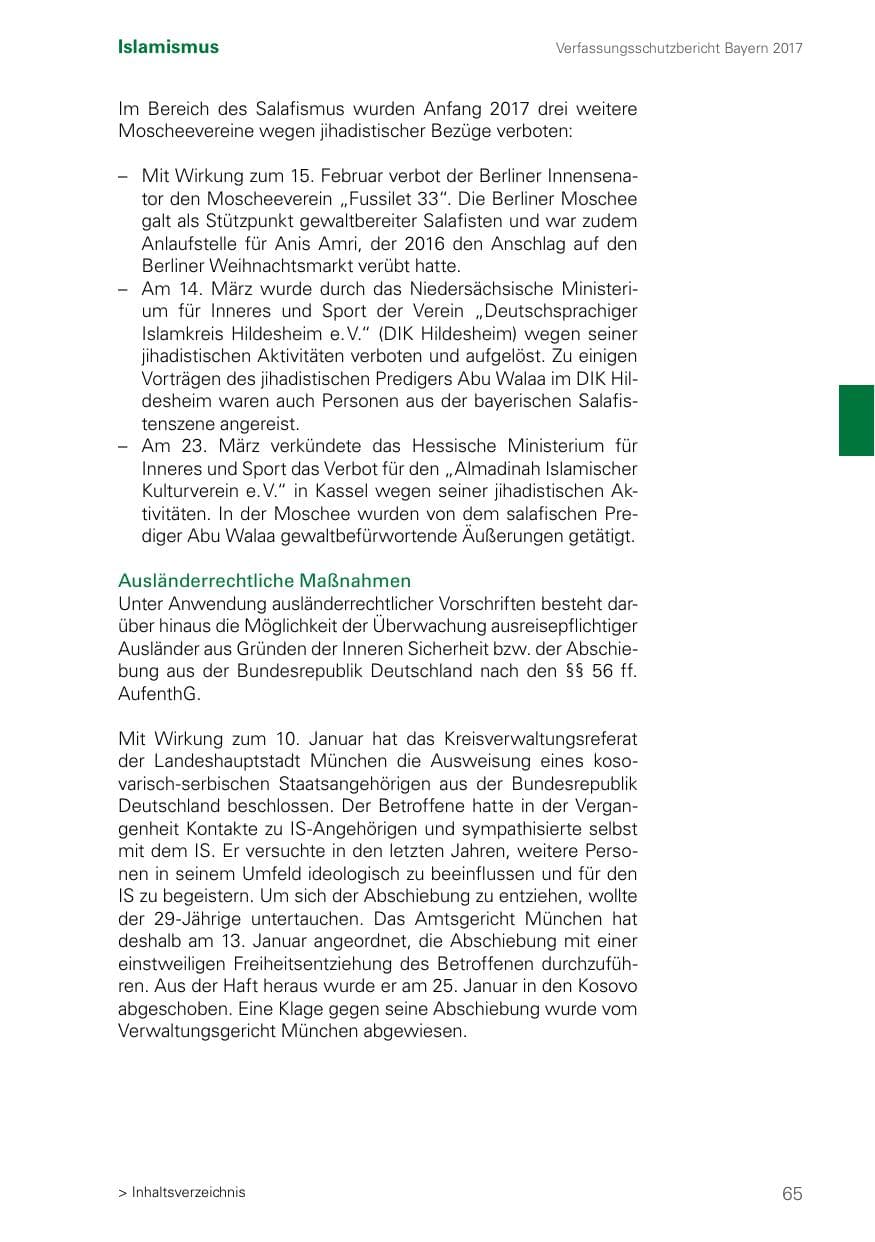 Seite 65 des Verfassungsschutzbericht 2017 Bayern