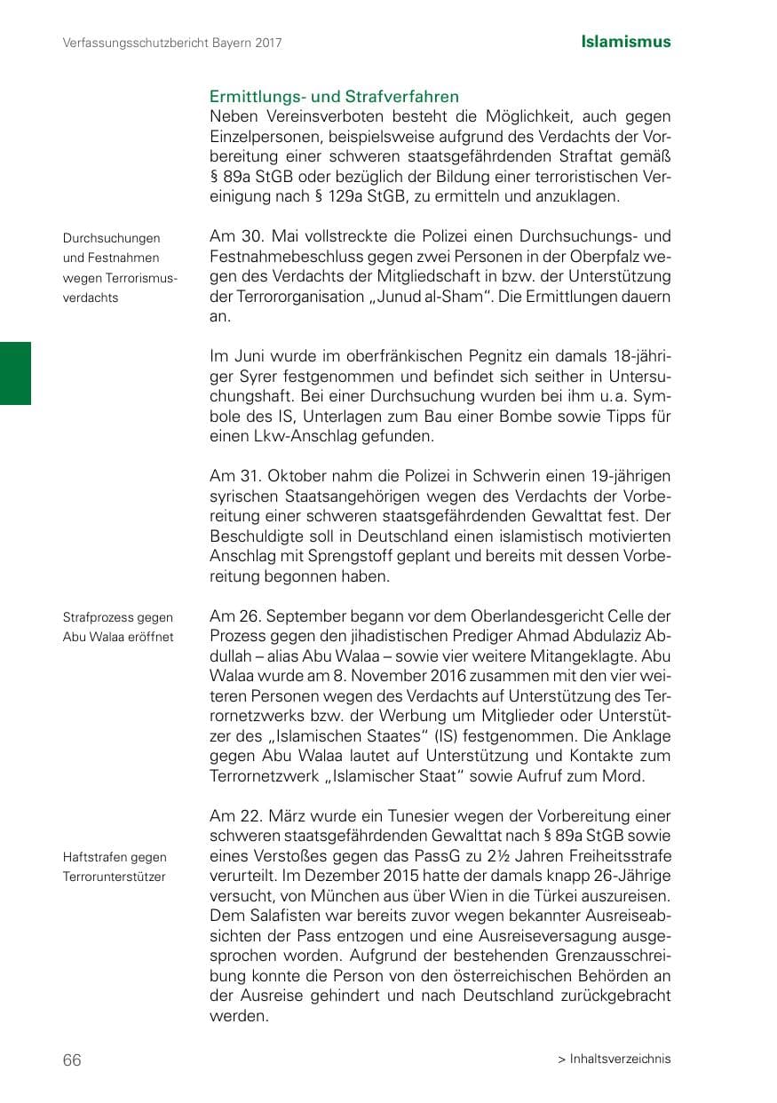 Seite 66 des Verfassungsschutzbericht 2017 Bayern